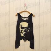 Blusa Rock n Roll Preta Caveira Moda Feminina