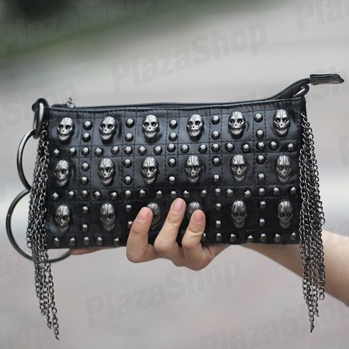 Bolsa Carteira de Mão Luxo Moda Caveira 2013 (preto)
