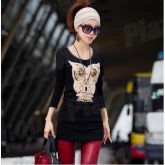 Blusa Coruja Moda Feminina Manga Longa (preta)