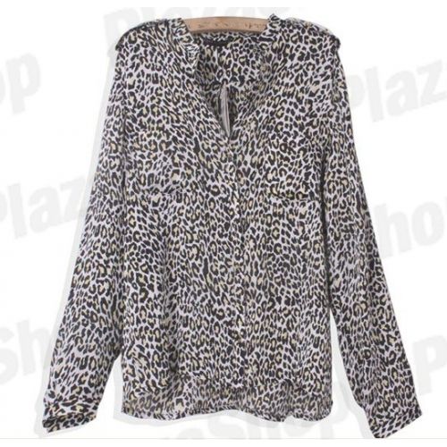 Camisa Feminina Iris Manga Longa Leopardo Moda